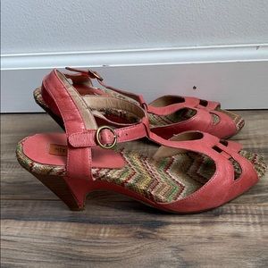 Pink heel strap pump